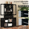 Kitchen Pantry Cabinet 160cm Bathroom Storage Cabinet-Black