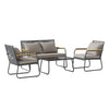 4 Seater Garden Corner Sofa Set Metal Furniture Outdoor Patio Table & Chair Kit