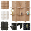 4/6 Panel Solid Weave Wicker Wood Room Divider Partition Screen Shelf Optional