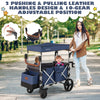 2 Passenger Push Pull Stroller Wagon Twin Stroller Wagon w/Removable Canopy