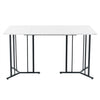 Dining Table Rectangle Marble Effect Top with Metal Black Legs for Home Kitchen