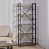 Rustic Ladder Bookshelf Industrial 5 Tiers Metal Frame Storage Rack Farmhouse
