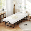Folding Bed Frame with Mattress-White