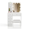 Dressing Table Wood Makeup Desk White with Mirror 5 Drawers Stool Shelf Bedroom