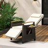 Outdoor Rattan Recliner Chair Wicker Reclining Lounge Chair w/ Armrests White