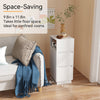 Slim Bedside Tables,Small Narrow Side End Tables w/ Drawers for Bedroom, Living