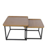 Rectangle Coffee Table Removable Set of 2 End Table with Metal Leg for Apartment