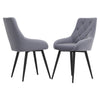 2 4PCS Dining Chairs High Back Grey Velvet Kitchen Chair Modern Metal Legs Home