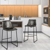 2× Bar Stools Vintage Leather Kitchen Counter Upholstered Chairs W/Footrests