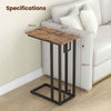 Heavy-duty Metal Frame End Table C-Shaped Side Table w/ Adjustable Feet