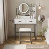 Modern Dressing Table Set with LED Lighted Mirror Stool Drawers Shelves Bedroom
