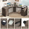 Corner Executive Desk w/2 Storage Drawers-Grey
