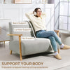 Small 2 Seater Sofa, Upholstered Loveseat Couch with Wood Frame, Grey
