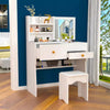 Dressing Table w/Mirror Modern Make up Desk Vanity Table Set+Stool White UK