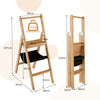 3-Step Ladder Folding Step Ladder Home Portable Bamboo Ladder w/Storage Bag