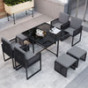 9 Pieces Patio Dining Set Outdoor Space-Saving Furniture Set-Gray