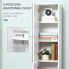 Tall Mirrored Bathroom Cabinet with Adjustable Shelf White