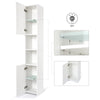 Mondeer Tall Bathroom Cabinet Slim Cabinet w/ 2 High Gloss Doors 6 Shelves White