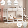 Triple Bunk Bed 4ft6 Double Kids Pine Wooden Bed Frame in White w/ 70x140 cm Bed