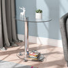 2 Tier Modern Clear Glass Beside Table Coffee Sofa Snack Laptop Table Oval Shape