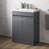 Bathroom Vanity Unit Freestanding Basin Sink Cabinet Furniture Gloss Grey 600mm