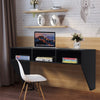 Wall Mounted Floating Computer Desk with 3 Storage Compartments（Black）