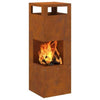 Fire Pit Square 35x35x100 cm Weathering Steel