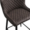 2 Pcs Faux Leather Bar Stools Diamond Seat Dining Room Chairs Metal Legs