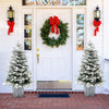 COSTWAY 100 CM Pre-Lit Artificial Christmas Tree Snow Flocked Potted Xmas Tree