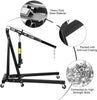 Heavy Duty Folding Engine Crane 2 Ton Cranes Hoist Lift Workshop Hydraulic Black