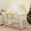 Baby Wooden Bedside Crib Co-Sleeping w/Mosquito Net&Mattress,Newborn-Toddler Cot