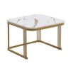 Coffee Table Square Nest of Tables Side Table with Metal Frame & Drawer Storage
