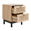2 Drawer Storage Bedside Cabinet Nightstand Rattan Bedroom Furniture Side Table