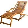 Deck Chair with Footrest Acacia Wood Outdoor Garden Recliner Sunlounger