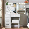 Dressing Table 10 LED Lights Vanity Table with Sliding Mirror Makeup Table Stool