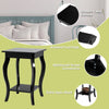 2PCS Accent Table End Table with Curved Legs 2-Tier Open Storage Shelves-Black