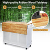Kitchen Island on Wheels Storage Trolley Cart Drop Leaf Drawers Shelves White