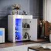 High Gloss White RGB LED Sideboard Cabinet Storage Doors Living Room Cupboard