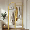 Durable Coat Rack Sturdy Entryway Garment Stand 180-90° Foldable Storage Shelf
