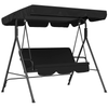 Outdoor 3 Seater Swing Chair Garden Patio Seat Adjustable Canopy Cushion Black