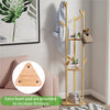 Bamboo Coat Stand Corner Clothes Rack Tree Hanger with 3 Storage Shelf