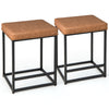 2X 60cm Counter Height Stools Metal Frame Modern Square Pub Bar Stools Brown