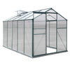 Clear Polycarbonate Greenhouse Aluminium Frame Garden Plants Grow w/Slide Door