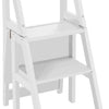 Folding Library Ladder Chair Wood Step Stool Decor Shelf For Home Kitchen Closet