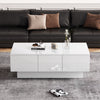 Coffee Table with Hidden Storage and 2 Drawers High Gloss White for Living Room