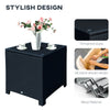 Side Table Furniture Tempered Glass Garden Patio Wicker Black