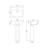Bathroom 545mm Wash Basin & Full Pedestal 1 Tap Hole White Ceramic Modern Sink