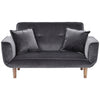 Fabric Sofa Bed Small Loveseat Tufted Button Detail Couch with Wooden Leg Grey