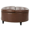 Round Storage Ottoman Stool Seat Upholstered Coffee Table for Living Bedroom