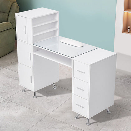 Manicure Storage Table Makeup Station Nail Desk Workstation Shelves Equipment